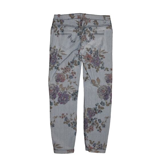 WOMEN WITH CONTROL NEW $64 Reversible Slim Ankle Jean Indigo Floral 0P - Picture 5 of 6